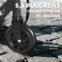 HOMCOM Patinete Eléctrico para Niños de +7 Años Scooter Plegable con Altura Ajustable Batería Recargable 24V Velocidad hasta 12 km/h y Freno Carga 50 kg 74x36x69-91 cm Negro(m-6)