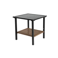 Outdoor-Dreh-Schaukelstuhl-Set, Set 3 Stück mit 1 Tisch und 2 Schaukelstühle, 360° Dreh- und Schaukelfunktion, Braun+Grau(m-9)