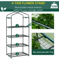 Outsunny 4 Tiers Mini Portable Greenhouse - Compact Plant Grow Shed with Metal Frame and PE Cover, 160H x 70L x 50W cm, White(m-14)