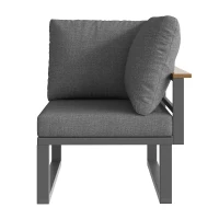 Stylish Modular Garden Sofa Set with Washable 9 cm Cushions, Versatile Garden Furniture Set for 6-7 Seater, 177L x 177W x 79H cm, Gray(m-12)