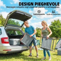 Outsunny Set di 2 Sedie Pieghevoli da Giardino con Braccioli e Seduta in Rete, Grigio(m-4)