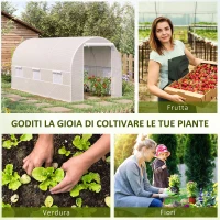 Outsunny Seră Tunel Grădină 4×2×2 m, Cadru Oțel Galvanizat, Prelată PE, 6 Ferestre Rulabile, Ventilație și Protecție UV(m-7)