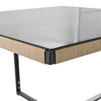 5-Piece Garden Dining Set with Hand-Woven Rope Chairs, Modern Garden Furniture Set for Balcony, 110L x 110W x 74H cm, Beige+Black(m-11)