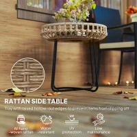 Zestaw 2 stolików bocznych Polyrattan Ø60/41 cm, wodoodporne(m-5)