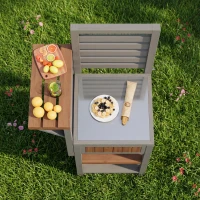 Wooden Garden Cabinet with Stainless Steel Worktop & 2-Tier Shelving, Versatile Sideboard for Patio or Balcony, 74L x 54W x 149H cm, Natural(m-8)