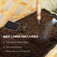 Outsunny 52L Wooden Planter, with Trellis and Shelves - Natural Finish(m-6)