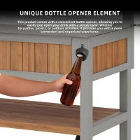 Weatherproof Garden Cabinet with Large Work Surface, Outdoor Kitchen Sideboard with Adjustable Shelves, 80L x 51W x 148.5H cm, Natural(m-6)