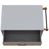 Mobile Wood Tool Cabinet with Stainless Steel Worktop, Weatherproof Barbecue Station for Outdoor Use, 80L x 51W x 91.5H cm, Natural(m-11)