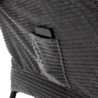 Lounge-Sessel mit Hocker, Armlehnen und einer Seitentasche, Flanellbezug, 69.9x64.0x95.0 cm, Grau(m-11)