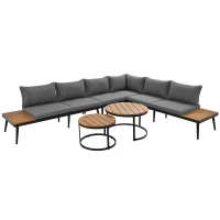 Modular Garden Sofa Set with Washable Zip-Off Cushion Covers, Versatile Garden Lounge Set for Patio, 160L × 64W × 75H cm, Gray(m-2)