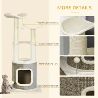 PawHut Drapak dla kota z budką, drzewko wspinaczkowe, szary(m-6)