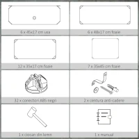 HOMCOM Mobilier pentru incaltaminte modular, 6 cuburi 49x36.5x108 cm din plastic PP si otel, Negru(m-6)