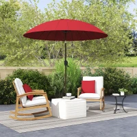 Outsunny Parasol de jardin Parasol droit inclinable rond avec 24 baleines manivelle aluminium fibre de verre polyester diamètre 2,60 m coloris rouge(m-10)