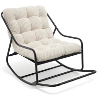 Sedia a dondolo da esterno con cuscino confortevole, per soggiorno, camera da letto, sala lettura, 75x116x82 cm, Bianco(m-2)