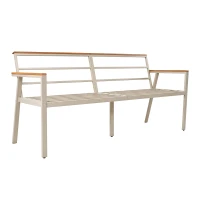 Set tavolo e sedie da pranzo per giardino 6-7 posti, mobili da giardino con poltrone e carrello portavivande rimovibile, Beige+Colore naturale(m-8)