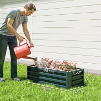 Outsunny Set of Two 110 x 65cm Steel Planter Boxes - Green(m-3)