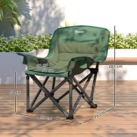 Folding Camping Chair z kieszenią i uchwytem na kubek, Zielony(m-3)
