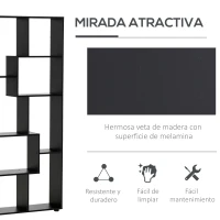 HOMCOM Estantería Moderna Biblioteca Estrecha con 8 Estantes Librería para Salón Dormitorio Estudio 70x24x178 cm Negro(m-5)