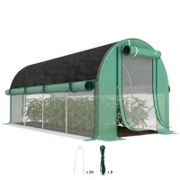 Outsunny Invernadero de Túnel 4,5x2x2 m con Cubierta PE 140 g/m² Paredes Laterales Enrollables 8 Ventanas y 2 Puertas Verde(m-10)