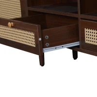 Modern TV Entertainment Centre with 2 Drawers & 2 Cabinets, Sturdy Media Cabinet for Living Rooms, 200L x 37W x 49.5H cm, Wood(m-9)