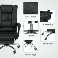 Vinsetto Vibration Massage Office Chair with Heat, Microfibre Computer Chair with Footrest, Armrest, Reclining Back, Charcoal Grey(m-7)