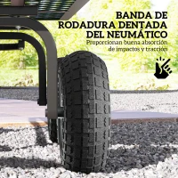 Outsunny Juego de 4 Ruedas para Carretilla Neumáticos de Goma Ø255 x 75 mm Eje de 16 mm Carga 80 kg Negro(m-4)