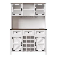 Tall Kitchen Cabinet with Integrated 2 AC + 2 USB Power Strip, Modern Sideboard with 4 Doors & 3 Drawers, 120L x 40W x 170H cm, White(m-2)