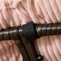 Poltrona Papasan, girevole a 360°, cuscino spesso(tessuto a coste), struttura in acciaio, 92x92x67 cm, Rosa(m-13)