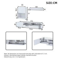 3-Piece TV Wall Unit Set with App-Controlled LED Lights, High-Gloss TV Cabinet Set for Modern Living Areas, 175L x 39W x 34H cm, White(m-3)
