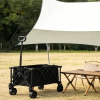 Faltbarer Bollerwagen, für Camping, Einkaufen, 77 x 48 x 45 cm, Schwarz(m-2)