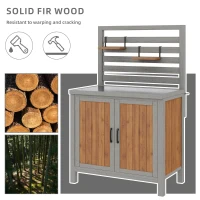 Weatherproof Garden Cabinet with Stainless‑Steel Worktop, Versatile Grilling Station for Patio and Balcony, 80L x 51W x 148.5H cm, Natural(m-5)
