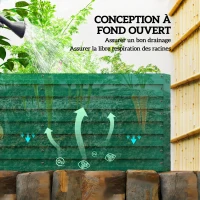 Outsunny Jardinière surélevée galvanisée rectangulaire pour l'extérieur - fond ouvert - 240 x 120 x 60cm, vert(m-6)