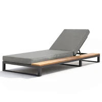 Outdoor Daybed Sun Lounger with 4-Position Adjustable Backrest, Waterproof Sofa Bed for Garden or Poolside, 184L x 79.5W x 73H cm, Gray(m-9)