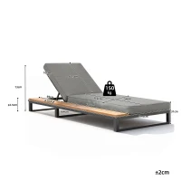 Outdoor Patio Daybed with 4-Position Adjustable Backrest, Multifunctional Waterproof Sofa Bed for Terraces, 184L x 79.5W x 73H cm, Gray(m-3)