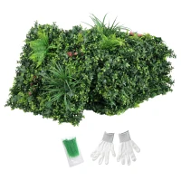 Outsunny Set de 6 Setos Artificiales Ocultación Jardín 50x50 cm Tipo Milán Fácil Montaje Anti-UV para Terraza Balcón Verde(m-10)