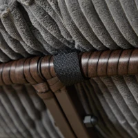 Poltrona Papasan, girevole a 360°, cuscino spesso(tessuto a coste), struttura in acciaio, 92x92x67 cm, Grigio(m-13)