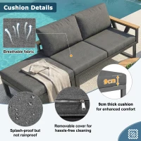 Stylish Modular Garden Sofa Set with Washable 9 cm Cushions, Versatile Garden Furniture Set for 6-7 Seater, 177L x 177W x 79H cm, Gray(m-5)