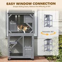 PawHut Movable Outdoor Catio with Resting Box, 3 Jumping Platforms, Waterproof Asphalt Roof for Outdoor Indoor(m-6)