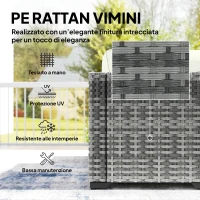 Outsunny Mobili da Giardino 6pz in Rattan e Acciaio con Divano, Tavolino e Cuscini, Grigio(m-5)