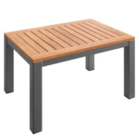 Modular Outdoor Garden Sofa Set with Aluminium Frame, Sturdy Lounge Set with Acacia Wood Coffee Table, 150L x 81.5W x 76H cm, Gray(m-12)