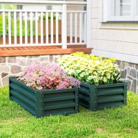 Outsunny Set of Two 110 x 65cm Steel Planter Boxes - Green(m-8)