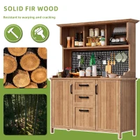 Freestanding Outdoor Cupboard with Drawers, Pegboard and Shelves, Sturdy Storage Cabinet for Kitchen, 120L x 50W x 185H cm, Natural(m-6)