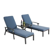 Lounge-Patio-Stuhl mit verstellbarer Rückenlehne, 204x58x100/30 cm, Blau(m-5)