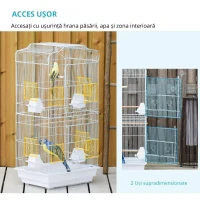 Pawhut Voliera Pasari – 46,5×35,5×92 cm, Metal & Plastic Alb(m-6)