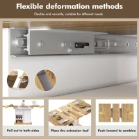 Extendable Dining Table with Telescopic 2-Sided Extension, Space-Saving Table for 4-6 People, 110-140L x 80W x 75H cm, White(m-6)