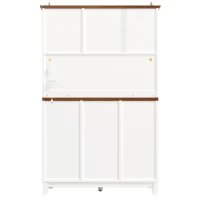Modern Cabinet with App-Controlled RGB LED Lighting and Music Sync, Tall Sideboard with Adjustable Shelves, 104L x 40W x 180H cm, White(m-10)