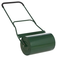 Outsunny 40L Lawn Roller Drum Scraper Bar Collapsible Handle Water or Sand Filled Φ32cm Green(m-11)