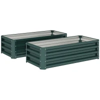 Outsunny Set of Two 110 x 65cm Steel Planter Boxes - Green(m-1)