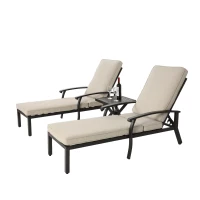 Lounge-Patio-Stuhl mit verstellbarer Rückenlehne, 204x58x100/30 cm, Beige(m-8)