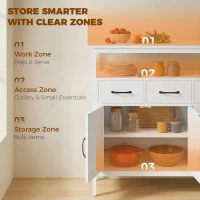 HOMCOM Komoda z regulowanymi półkami, bufet z szufladami, 95 cm, biały(m-4)
